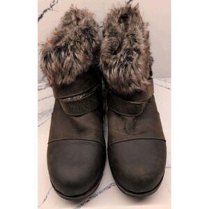 SOREL Joan Of Arctic Faux Fur Wrap Strappy Boot Women Size 11 Wedge
